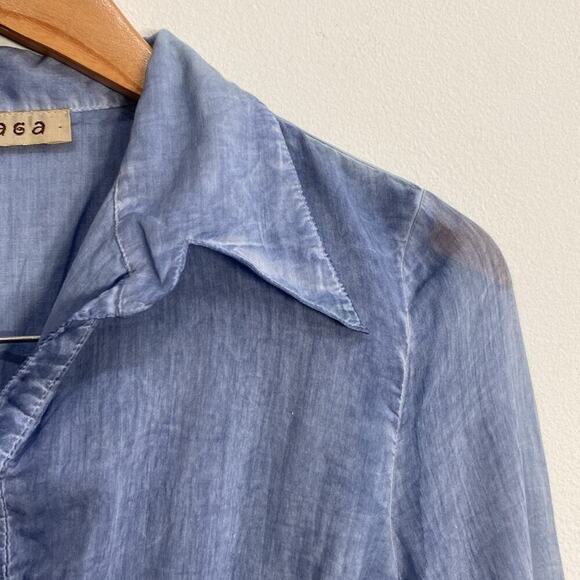 Saga Blouse Lightweight Cotton Silk Boho Beachy Size 0 - Picture 2 of 11